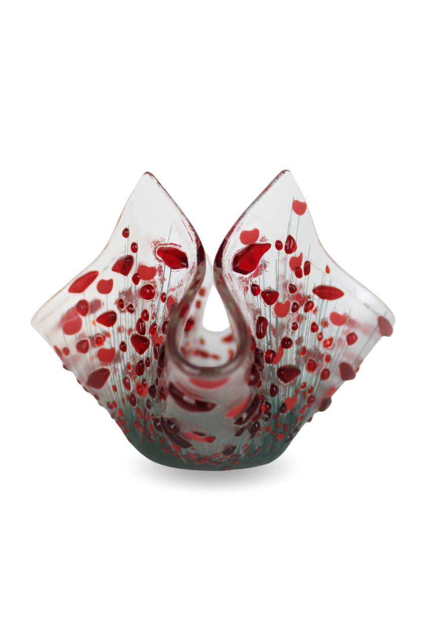 Handmade Fused Glass Small Tealight Holder – Poppy Design