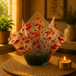 Handmade Fused Glass Small Tealight Holder – Poppy Design