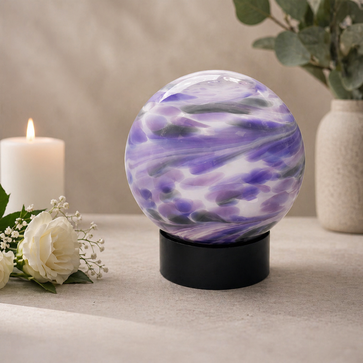 Pet Urn - 15cm Sphere - Purple