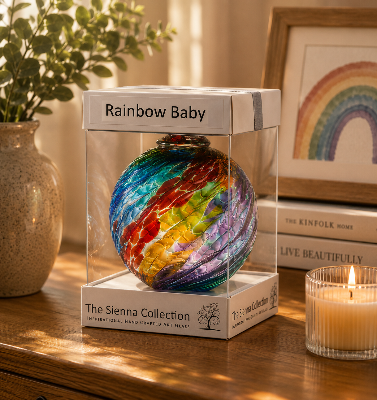 10cm Friendship Ball – Rainbow Baby Gift (Handmade Glass Keepsake)