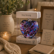 8cm Friendship Heart – Stay Strong (Purple & Blue, Handmade Glass Keepsake)