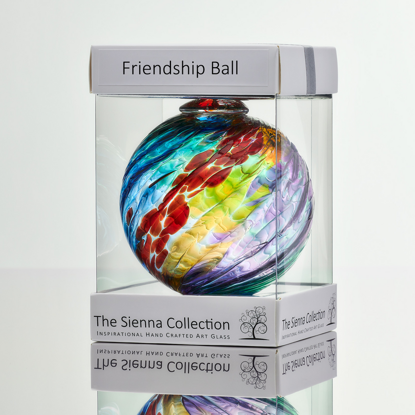 10cm Friendship Ball – Multicoloured Swirl (Handmade Glass Keepsake)