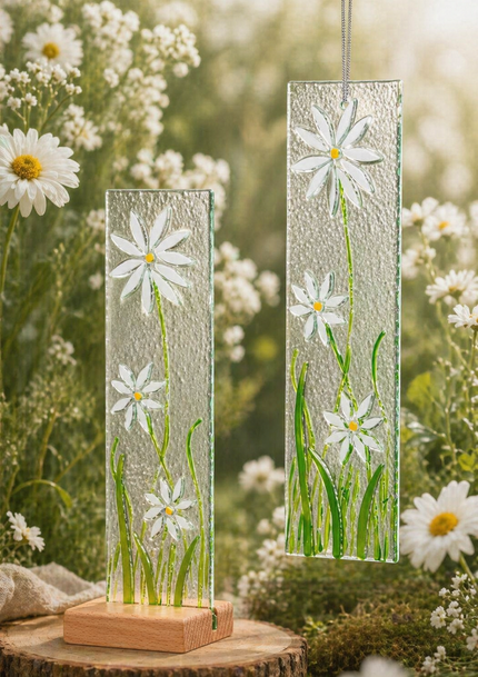 Hanging Decorative Flower Plaque - White