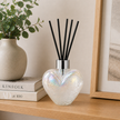 White Heart Reed Diffuser – Handcrafted Glass Bottle (No Oil)