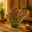 Handmade Fused Glass Small Tealight Holder – Wildflower Design