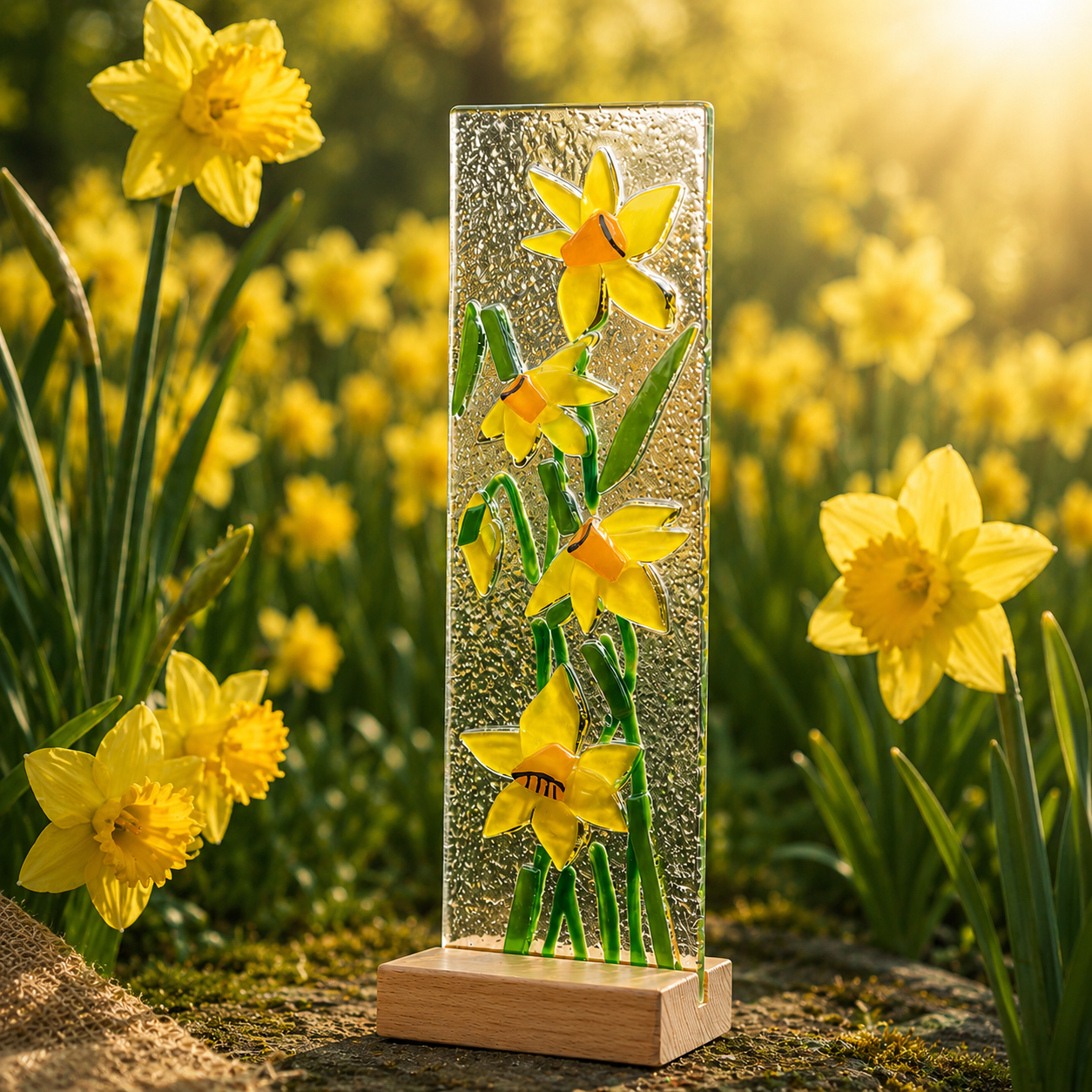 Standing Decorative Flower Plaque - Yellow
