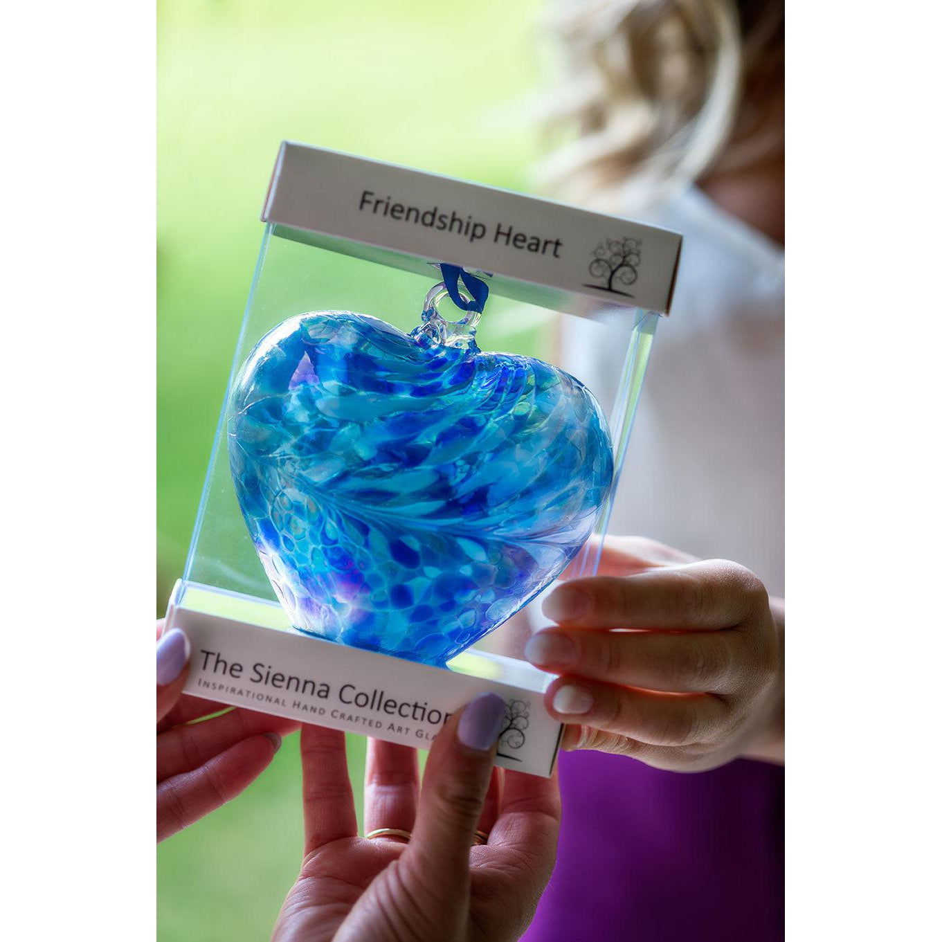 12cm Friendship Heart - White - Aspire Art Glass