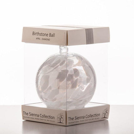 Birthstone Ball - April - Diamond - Aspire Art Glass