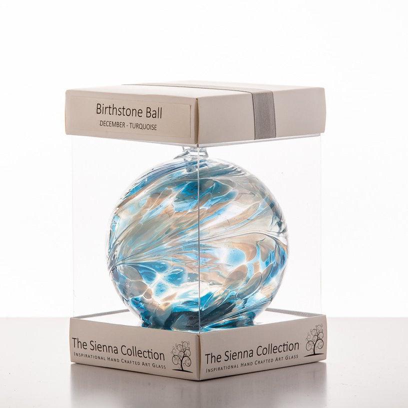 Birthstone Ball - December - Turquoise - Aspire Art Glass