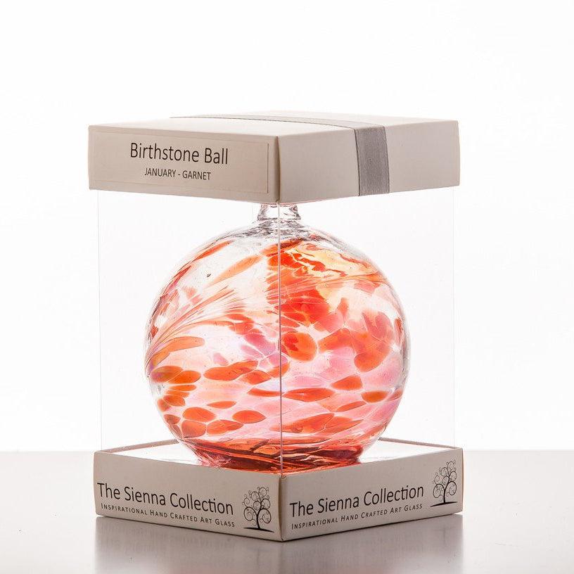 Birthstone Ball - January - Garnet - Aspire Art Glass