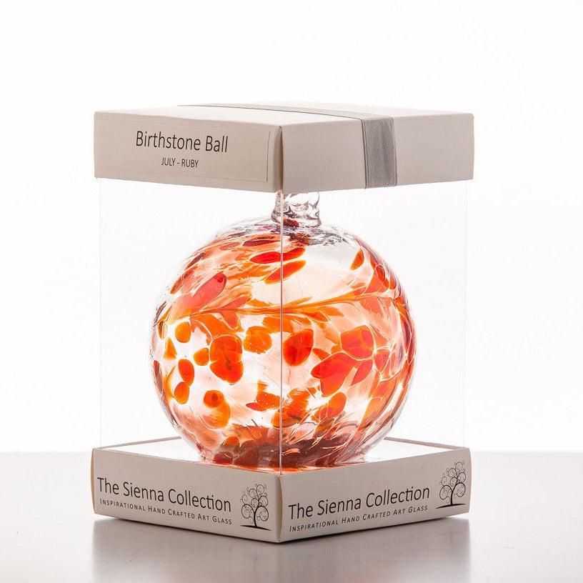Birthstone Ball - July - Ruby - Aspire Art Glass