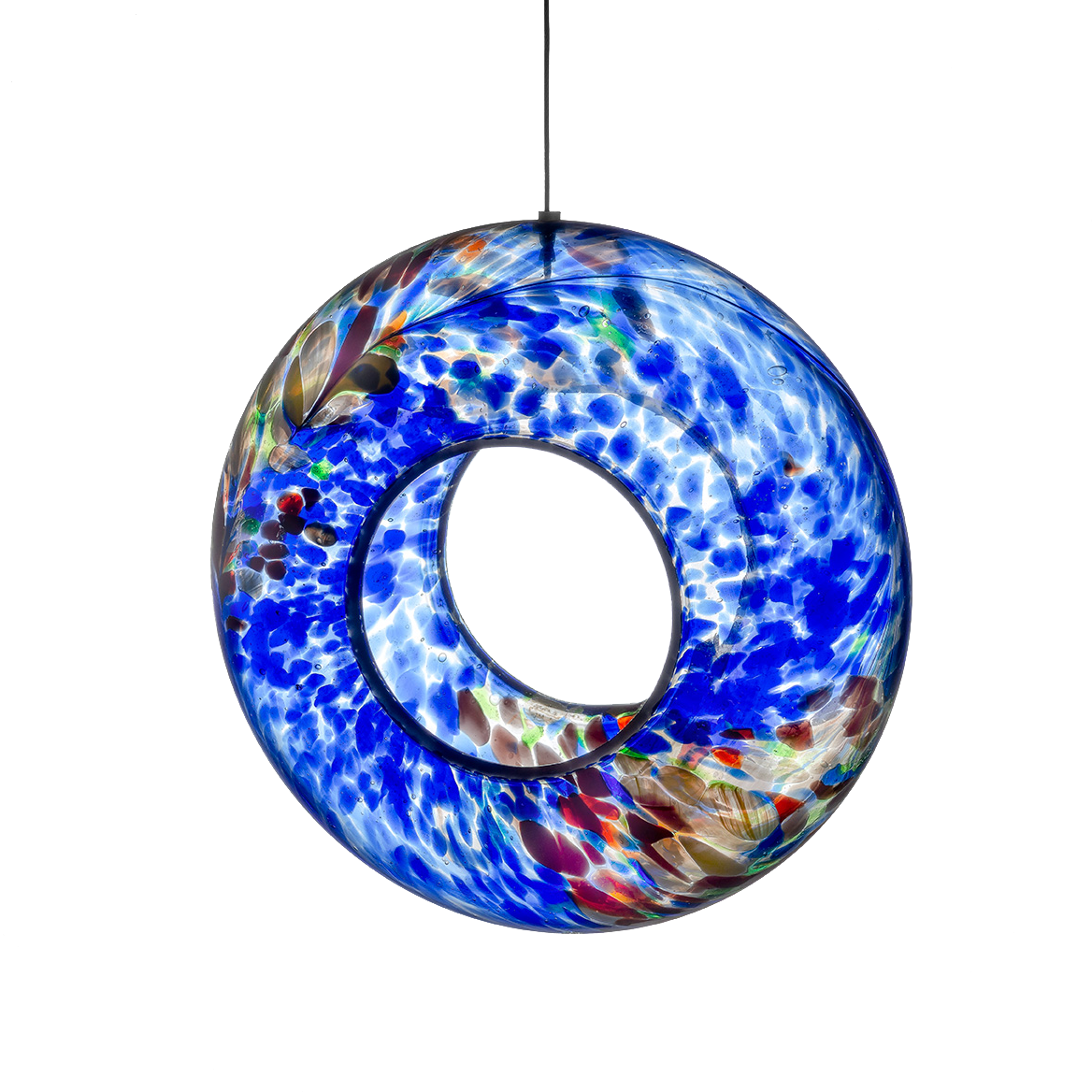 Hanging Bird Feeder - Blue - Aspire Art Glass