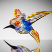 Large Hanging Bird - Humming Bird - Orange & Blue - Aspire Art Glass