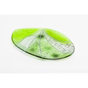 Green Fused Glass Oval Bowl