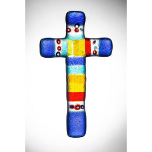 Hanging Glass Cross - Multicoloured - Aspire Art Glass