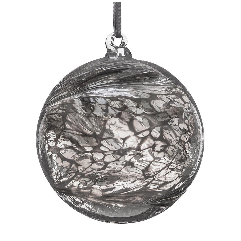 10cm Christmas Friendship Ball - Pastel Silver - Aspire Art Glass