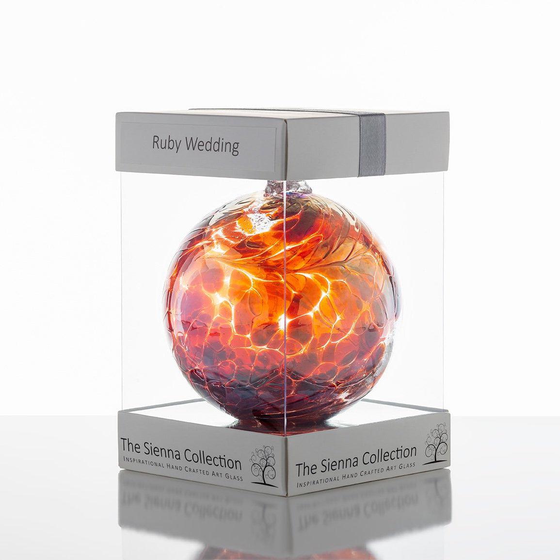Ruby Wedding Anniversary Gift Friendship Ball - Aspire Art Glass