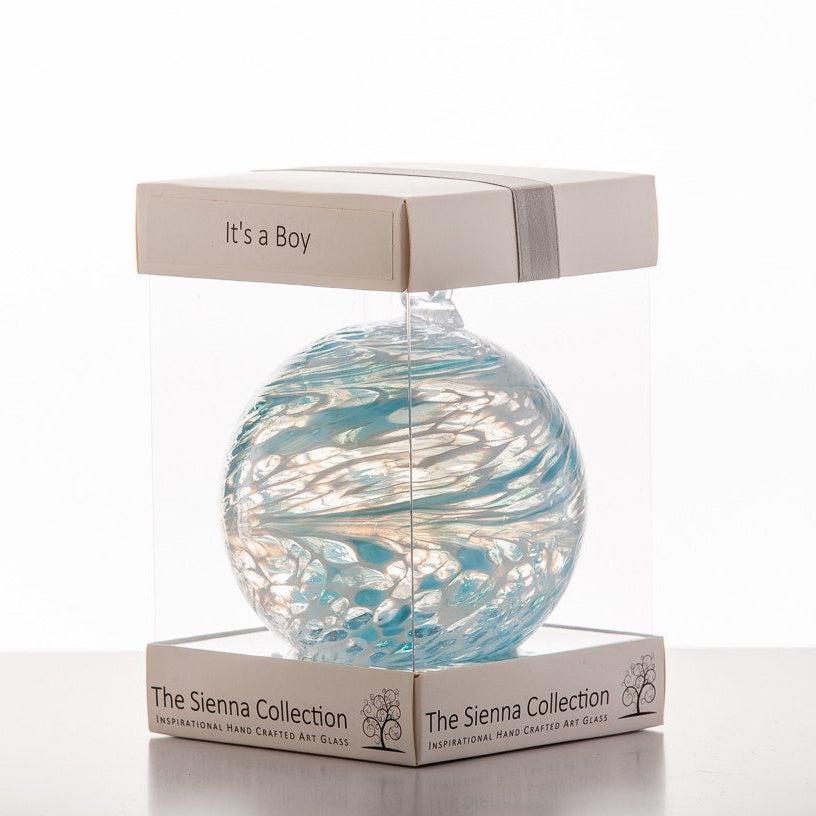 'It's a Boy!' - 10cm Friendship Ball - Aspire Art Glass