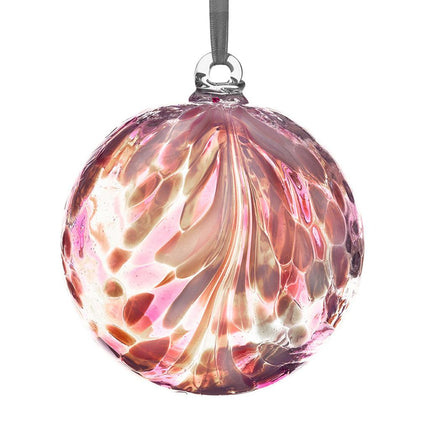 10cm Friendship Ball - Feather Design - Flamingo - Aspire Art Glass