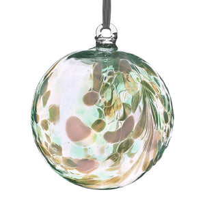10cm Friendship Ball - Feather Design - Green - Aspire Art Glass