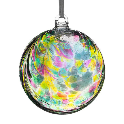 10cm Friendship Ball - Feather Design - Hummingbird - Aspire Art Glass