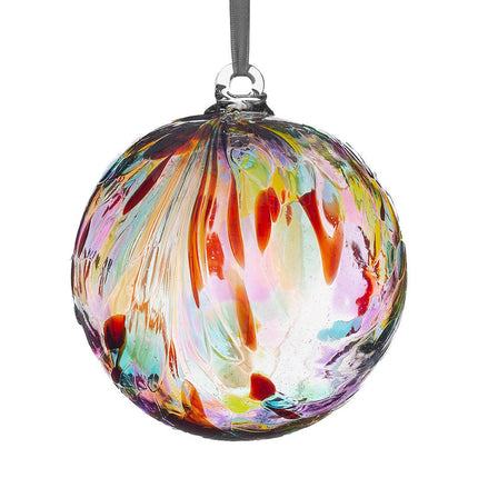 10cm Friendship Ball - Feather Design -Multicoloured - Aspire Art Glass