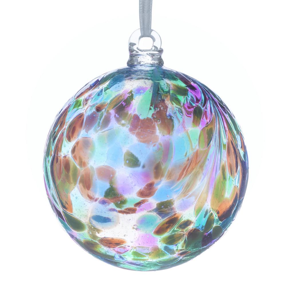 10cm Friendship Ball - Feather Design - Peacock - Aspire Art Glass
