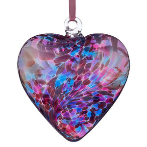 12cm Friendship Heart - Blue & Pink - Aspire Art Glass