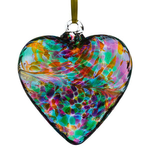 12cm Friendship Heart - Multicoloured Turquoise - Aspire Art Glass