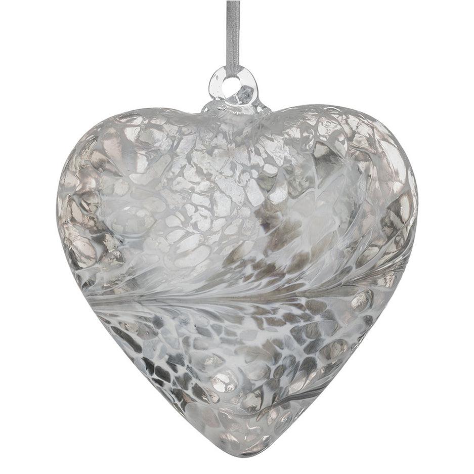 12cm Friendship Heart - Pastel Silver - Aspire Art Glass