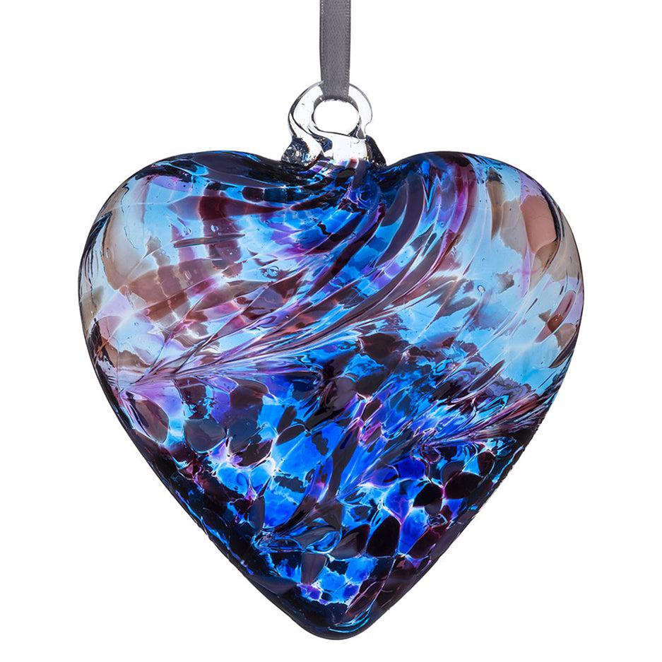 12cm Friendship Heart - Purple & Blue - Aspire Art Glass