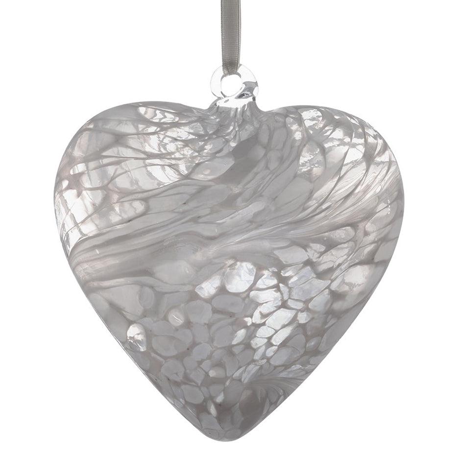 8cm Friendship Heart - White - Aspire Art Glass