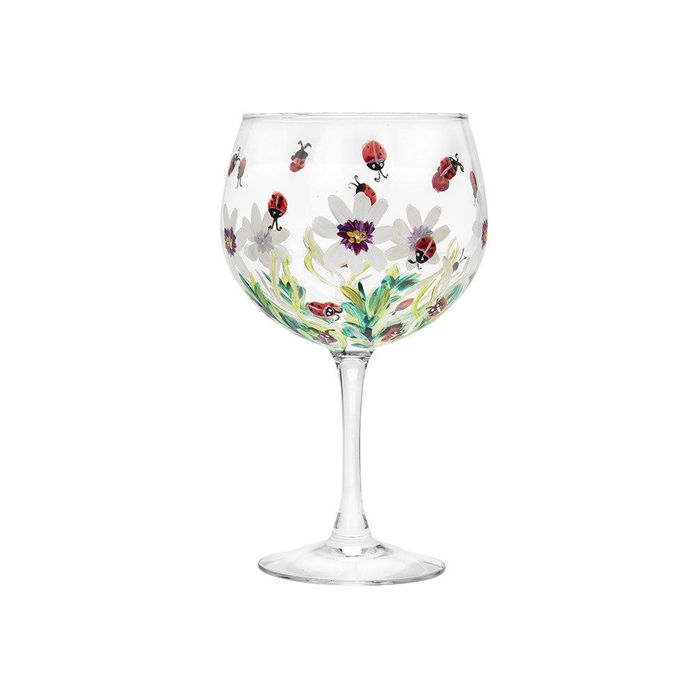 Handpainted Gin Glass - Ladybird Design - Aspire Art Glass