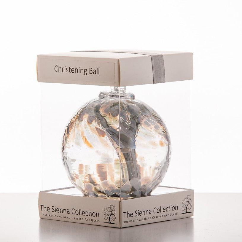 Pastel Silver Christening - 10cm Spirit Ball - Aspire Art Glass