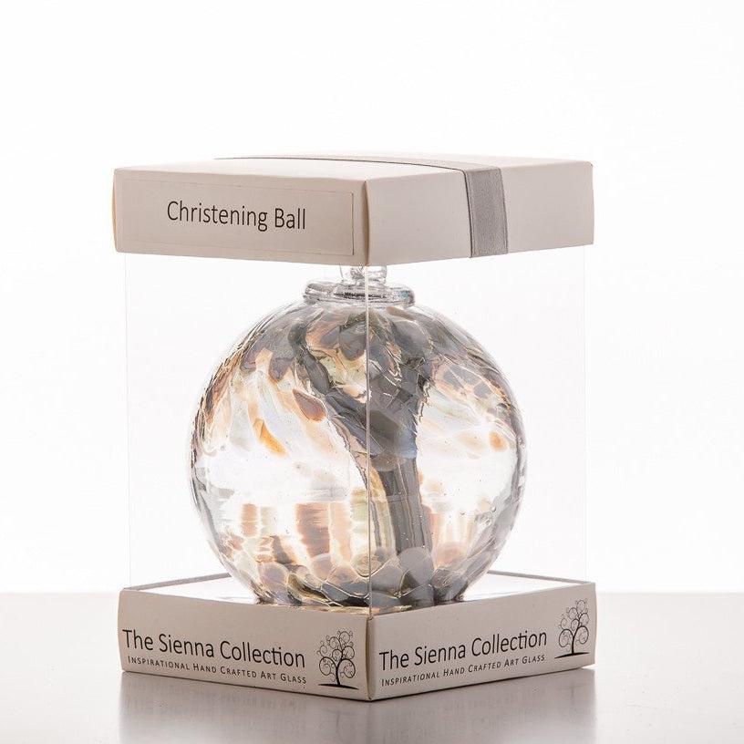 Pastel Silver Christening - 10cm Spirit Ball - Aspire Art Glass