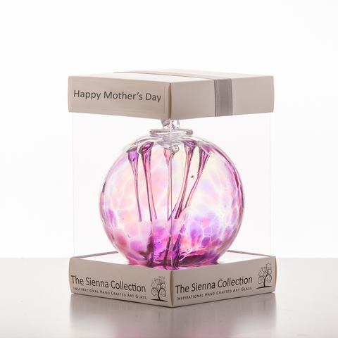 Mother's Day 10cm Spirit Ball - Pink & Purple - Aspire Art Glass