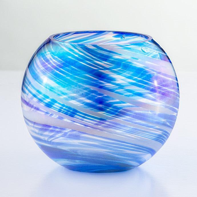Blown Glass Tealight Holder - Blue - Aspire Art Glass