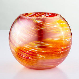 Blown Glass Tealight Holder - Red - Aspire Art Glass