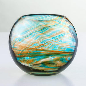 Blown Glass Tealight Holder - Turquoise - Aspire Art Glass