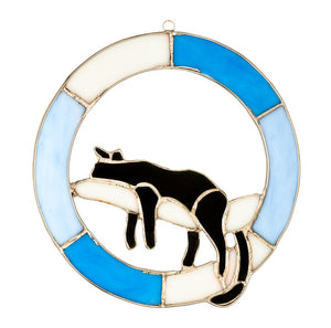 Stained Glass Circle - Cat Design - Blue - 