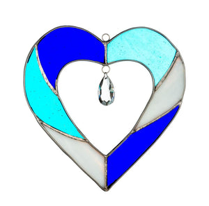 Stained Glass Heart - Blue - Aspire Art Glass