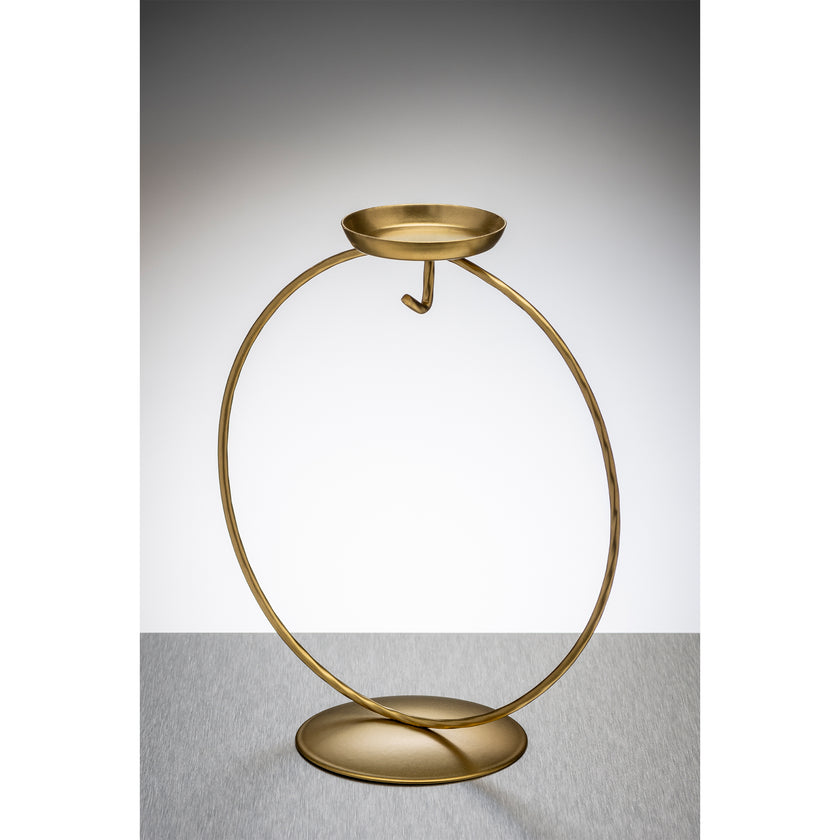 Circular Metal Ornament Stand with Tea Light Holder - Gold