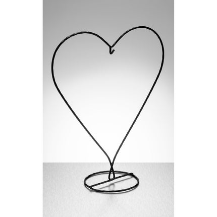 Heart Shaped Metal Ornament Stand - Black - Aspire Art Glass
