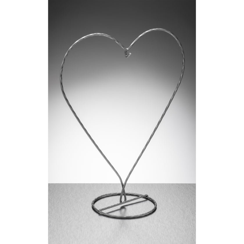 Heart Shaped Metal Ornament Stand - Silver