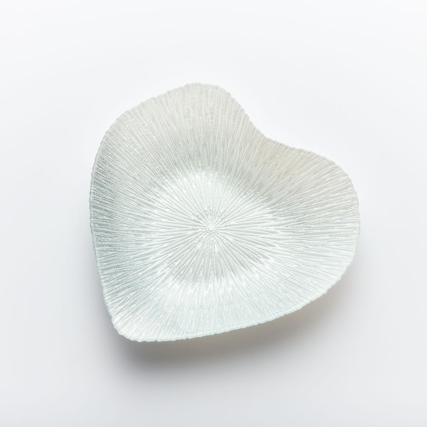 Glass Bowl - Heart Design - Silver