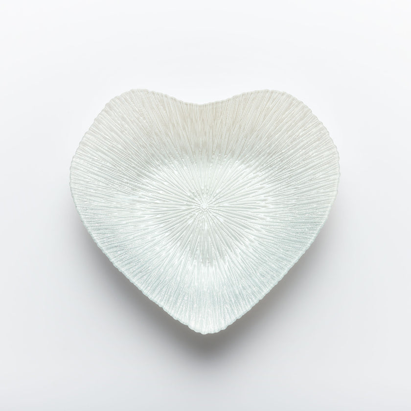 Glass Bowl - Heart Design - Silver