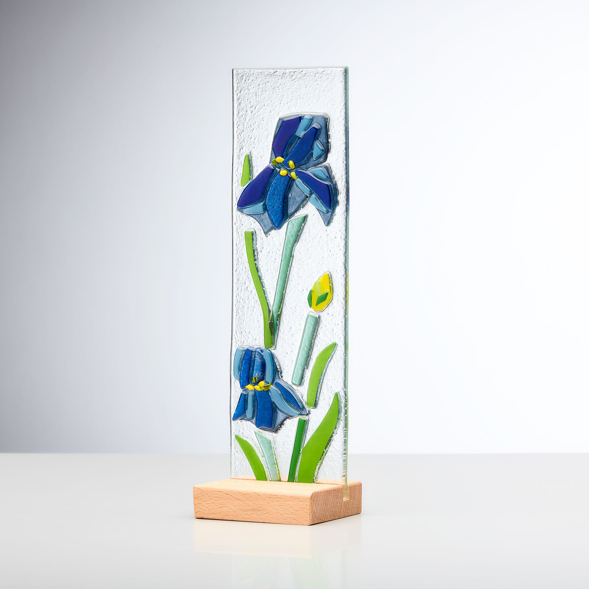 Standing Decorative Flower Plaque - Blue - Aspire Art Glass