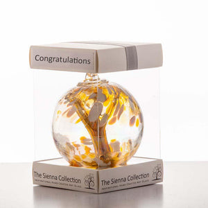 10cm Spirit Ball - Congratulations - Pastel Gold - Aspire Art Glass