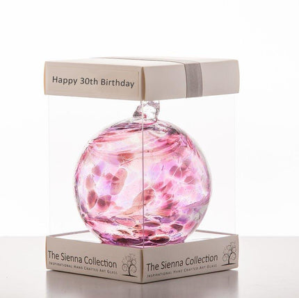 10cm Friendship Ball - Happy 30th Birthday - Aspire Art Glass