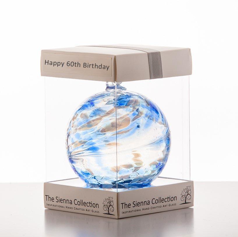 10cm Friendship Ball - Happy 60th Birthday - Aspire Art Glass